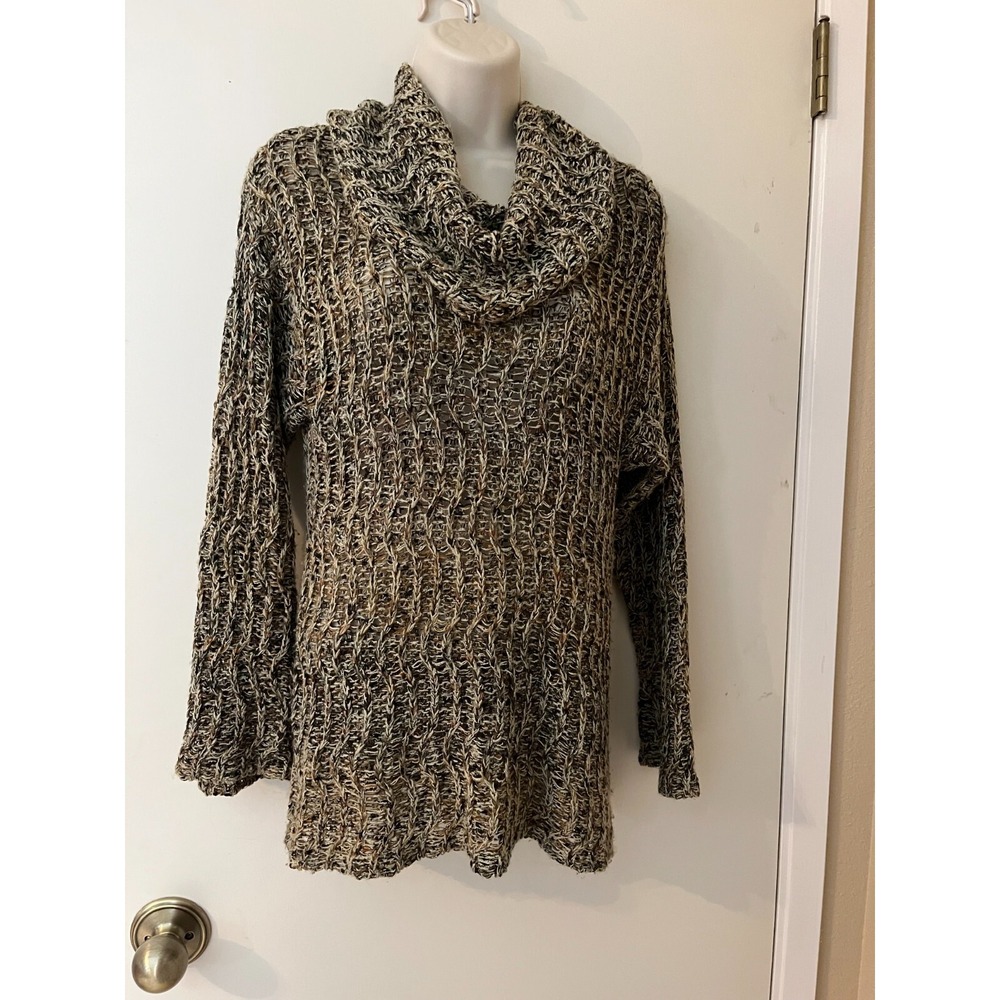 COLDWATER CREEK Sz S Cowl neck pullover LOOSE Knit Variegated brown